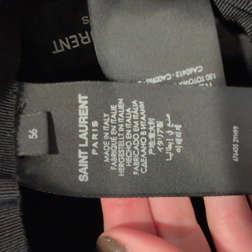 Saint Laurent SL Tweed Embroidered Baseball Hat Wool Alpaca 56 *Authenticated* - Picture 10 of 13